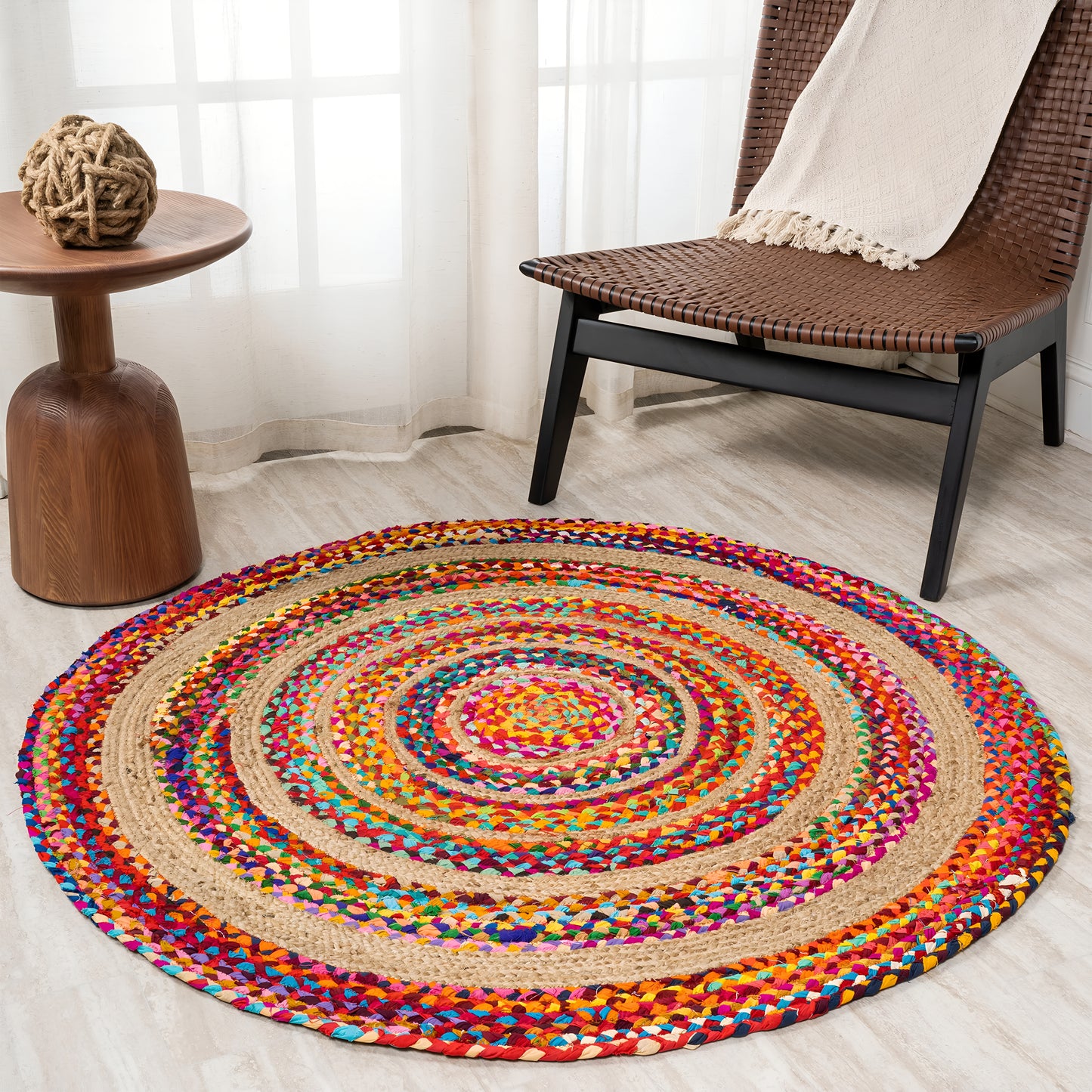 Rangrez Braided Jute & Cotton Chindi Rug