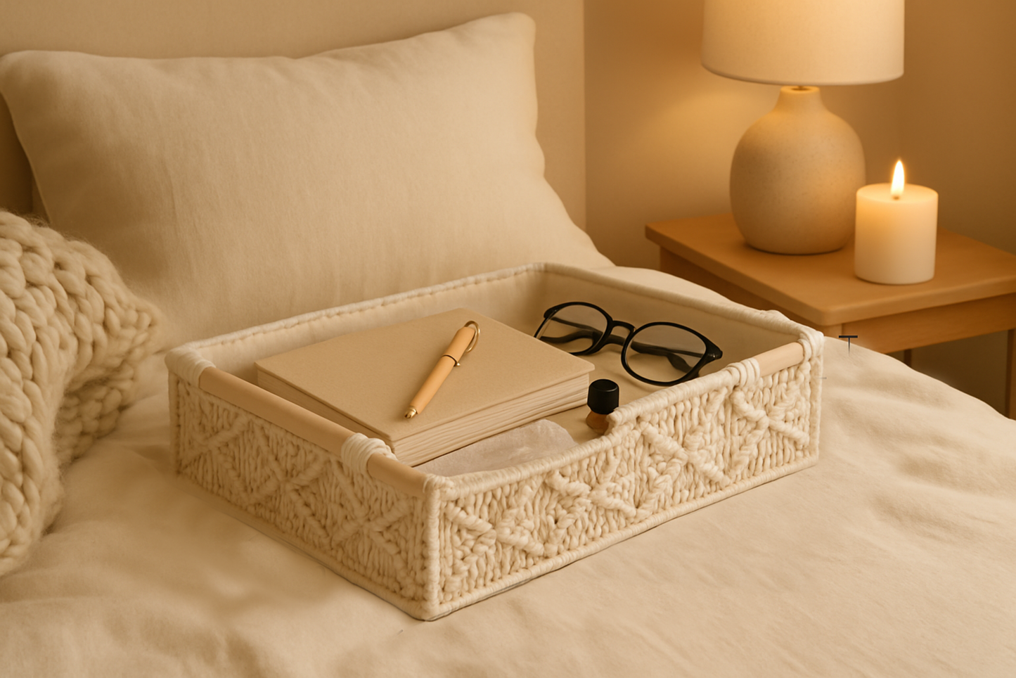 Riwaaya Macramé Organizer Tray – Off-White