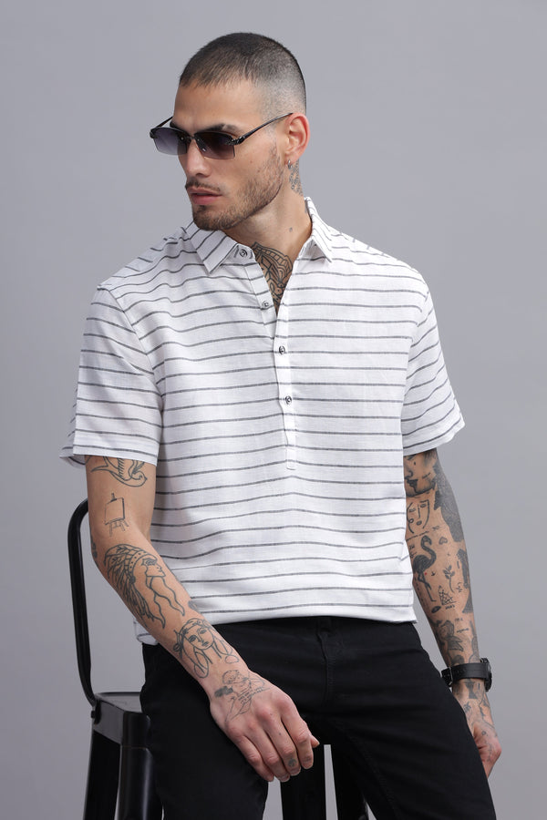 The Linen Luxe Mens Half Sleeve Kurta Shirt
