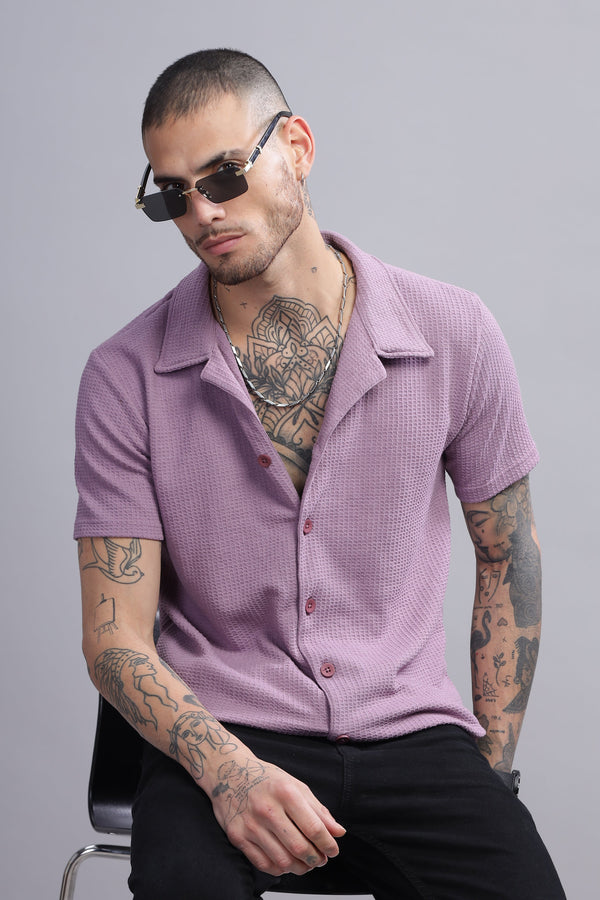 Lavender Storm Mens Half Sleeve Cuban Collar Shirt