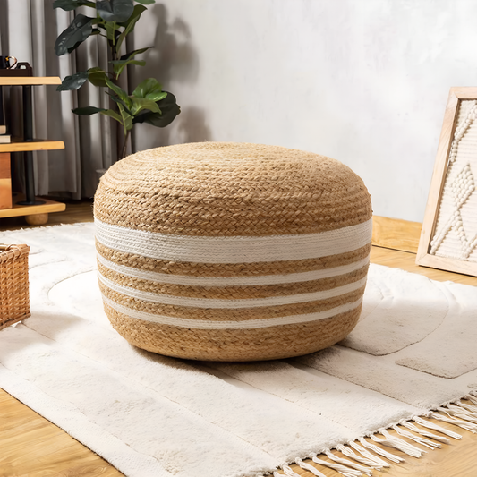 Akaar Braided Jute Pouf