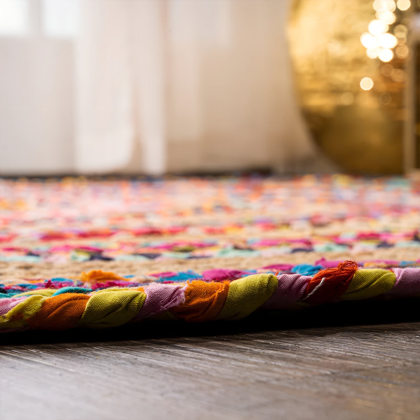 Rangrez Braided Jute & Cotton Chindi Rug