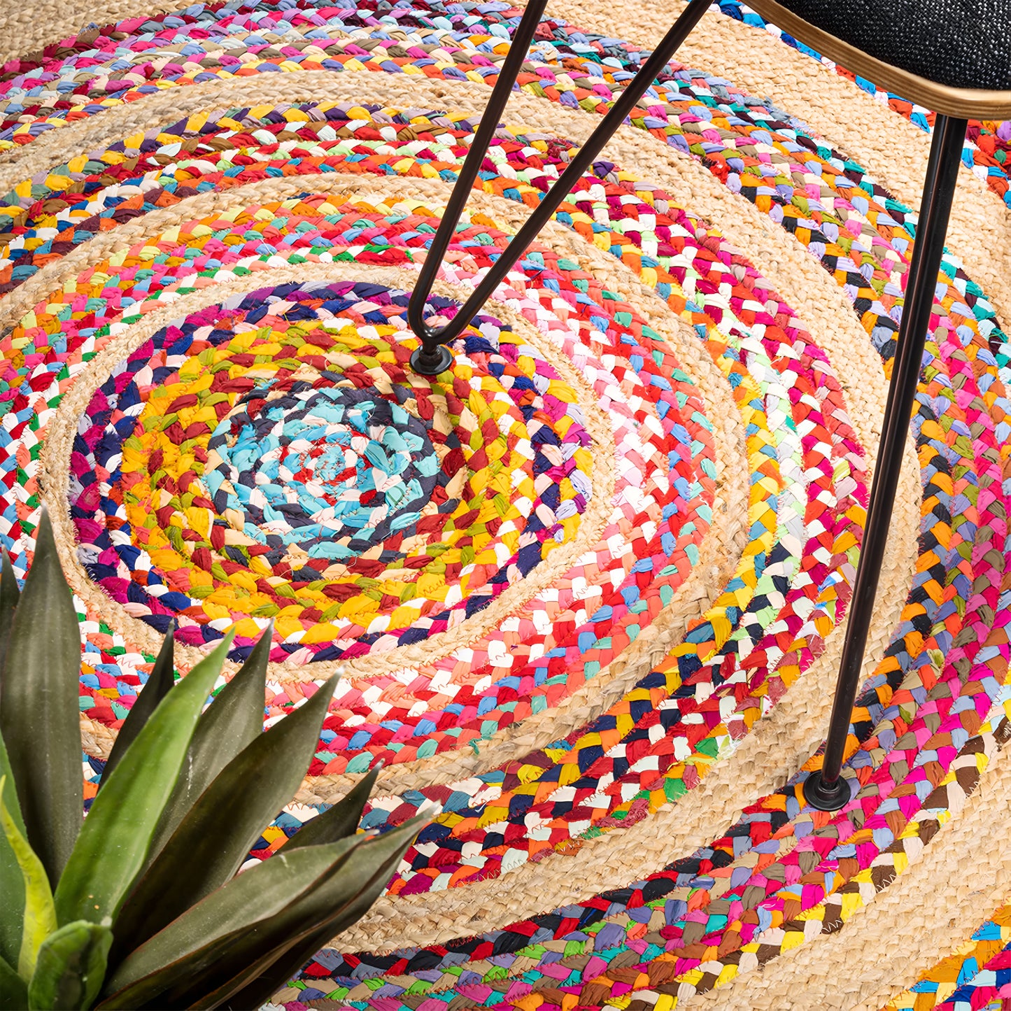 Rangrez Braided Jute & Cotton Chindi Rug