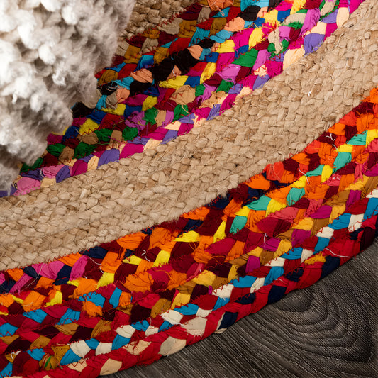 Rangrez Braided Jute & Cotton Chindi Rug