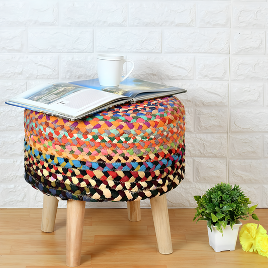Rangbirangi Chindi Braided Stool