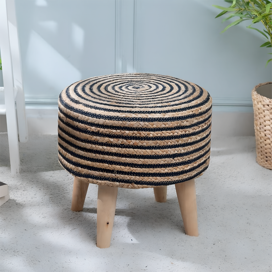 Kaalika Striped Jute Accent Stool