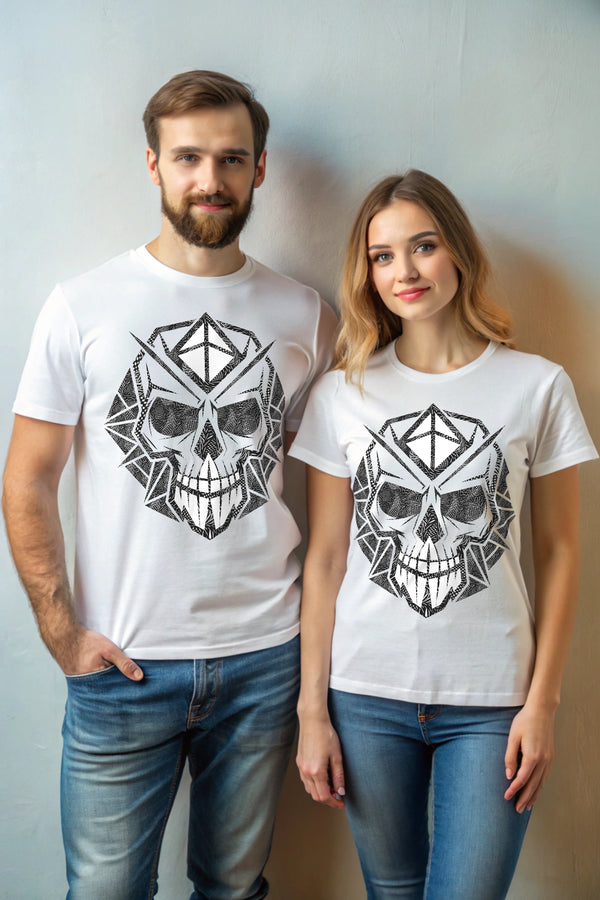 Skull Webs Unisex T-Shirt - 100% Cotton Crewneck Half Sleeve