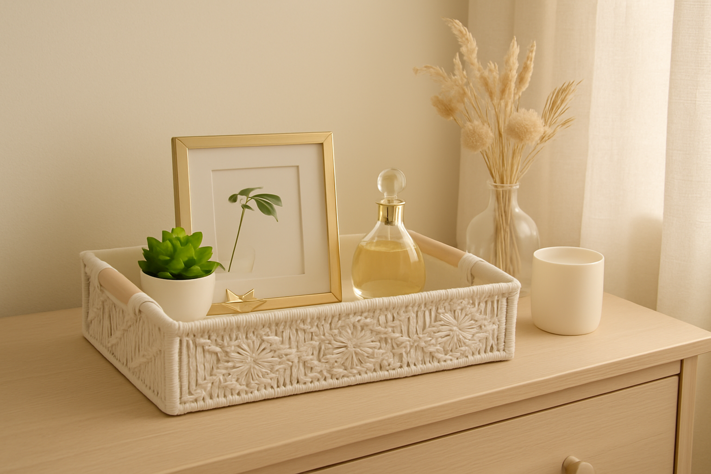 Riwaaya Macramé Organizer Tray – Off-White