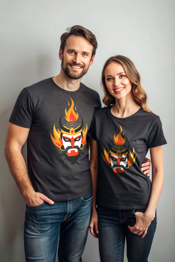 Flaming Rage - Eco Blend Cotton Charcoal Crewneck Half Sleeve Unisex T-Shirt