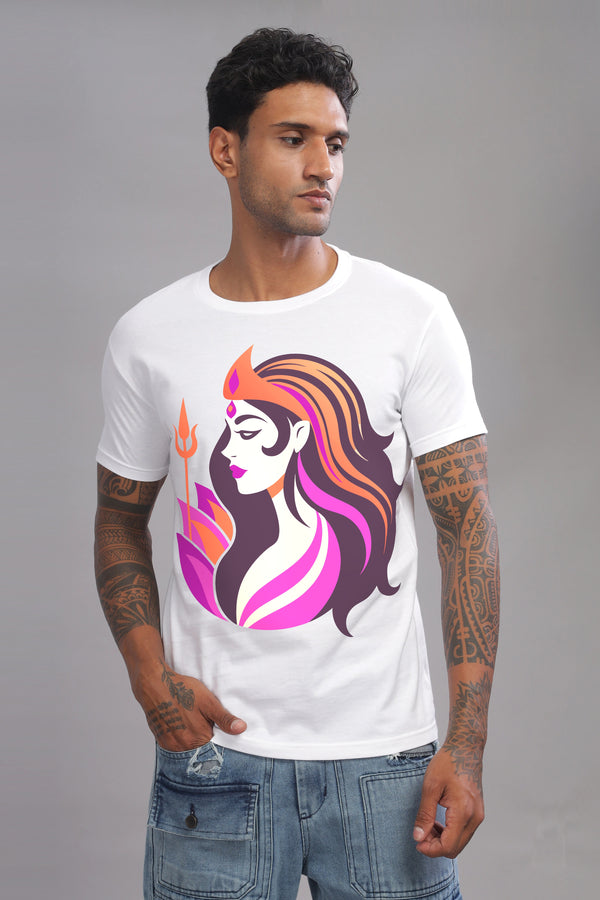 Moksh - 100% Cotton White Crewneck Half Sleeve Unisex T-Shirt