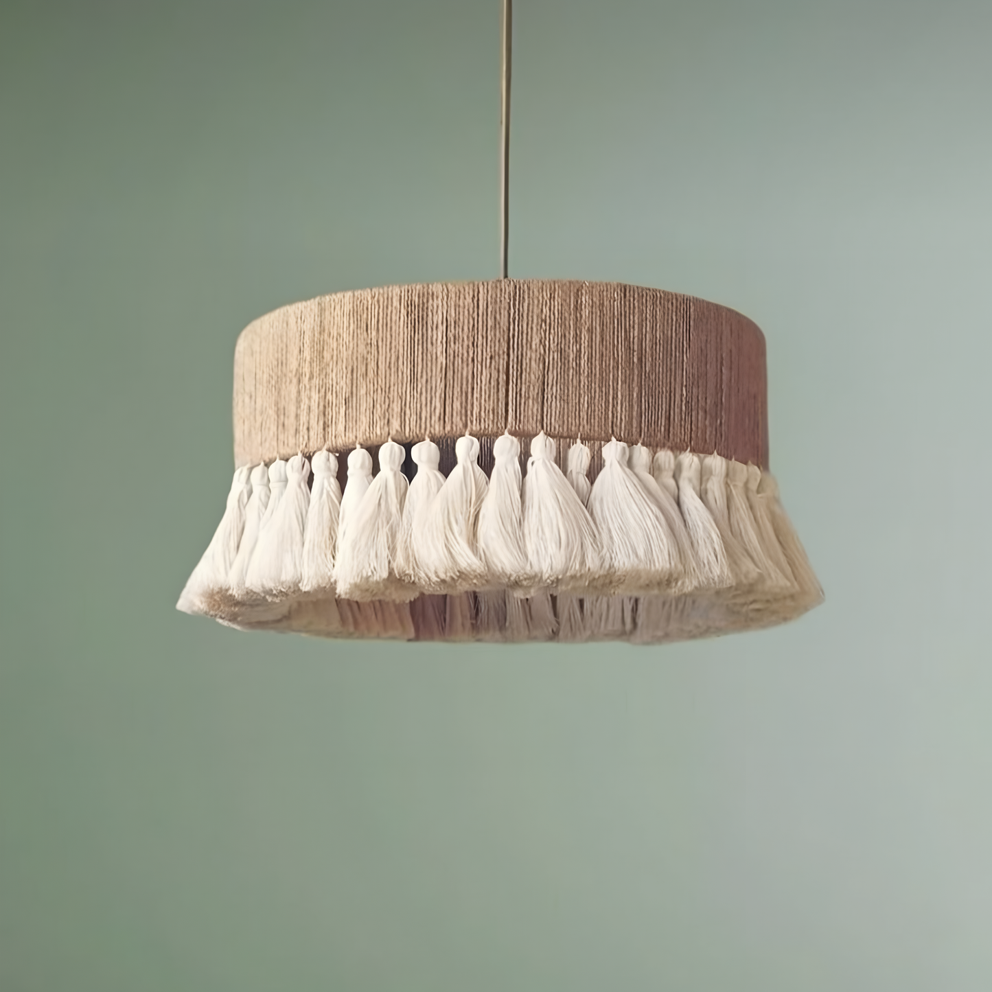 Noor Handwoven Jute & Cotton Tassel Pendant Lamp