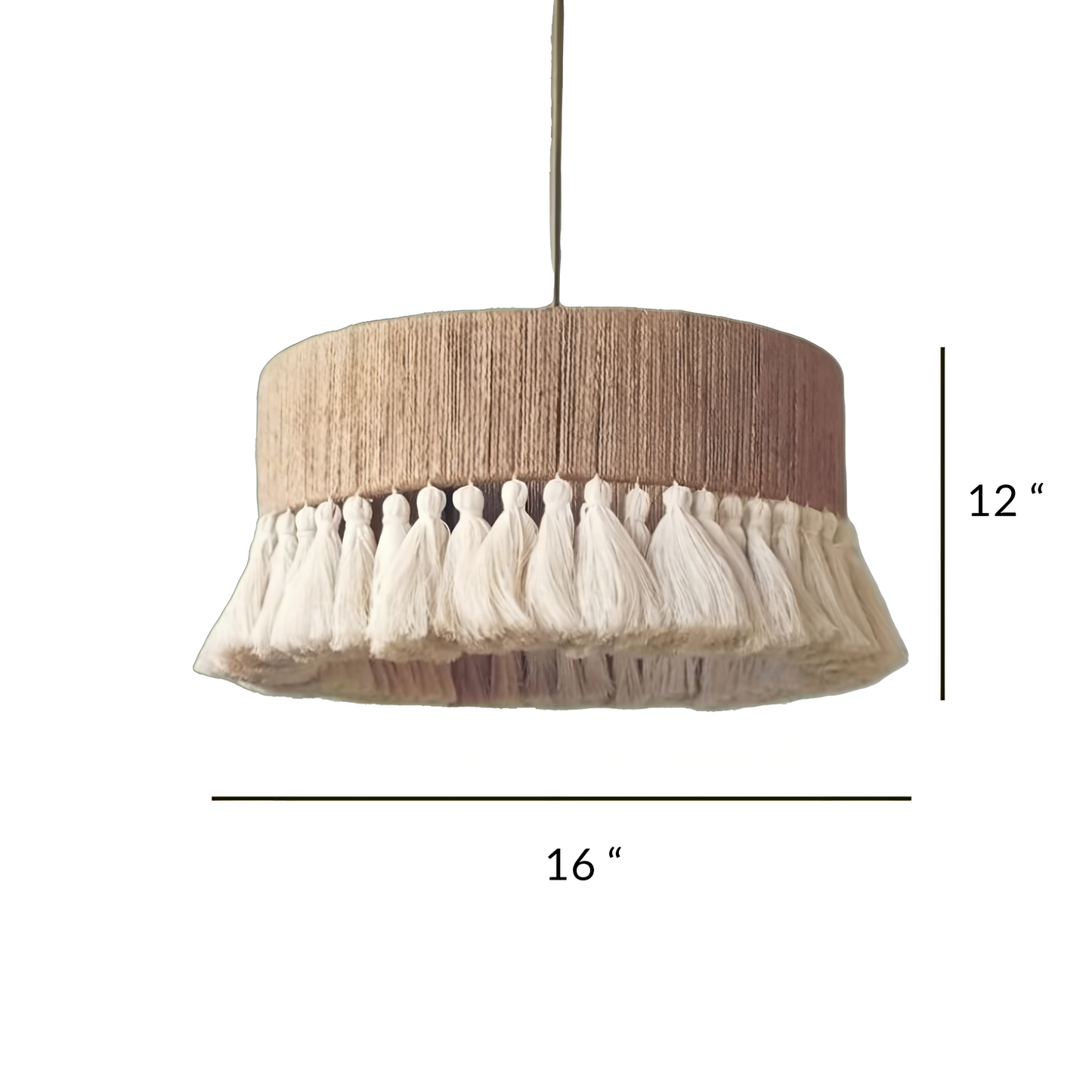 Noor Handwoven Jute & Cotton Tassel Pendant Lamp