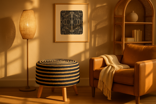 Kaalika Striped Jute Accent Stool