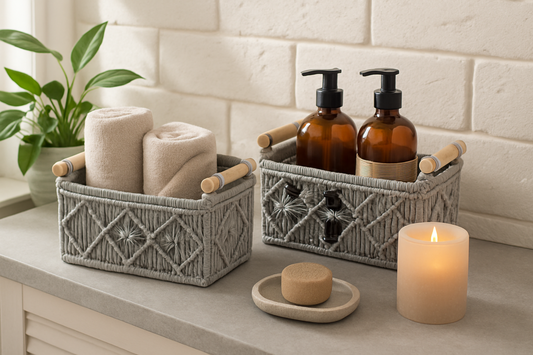 Riwaaya Macramé Storage Basket Grey