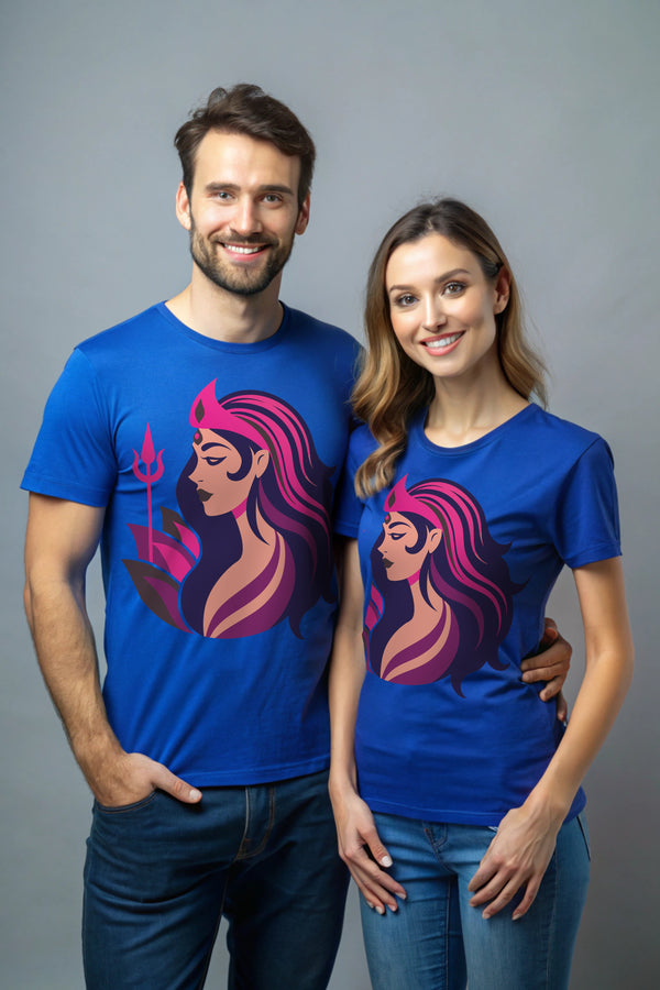 Moksh - 100% Cotton Royal Blue Crewneck Half Sleeve Unisex T-Shirt